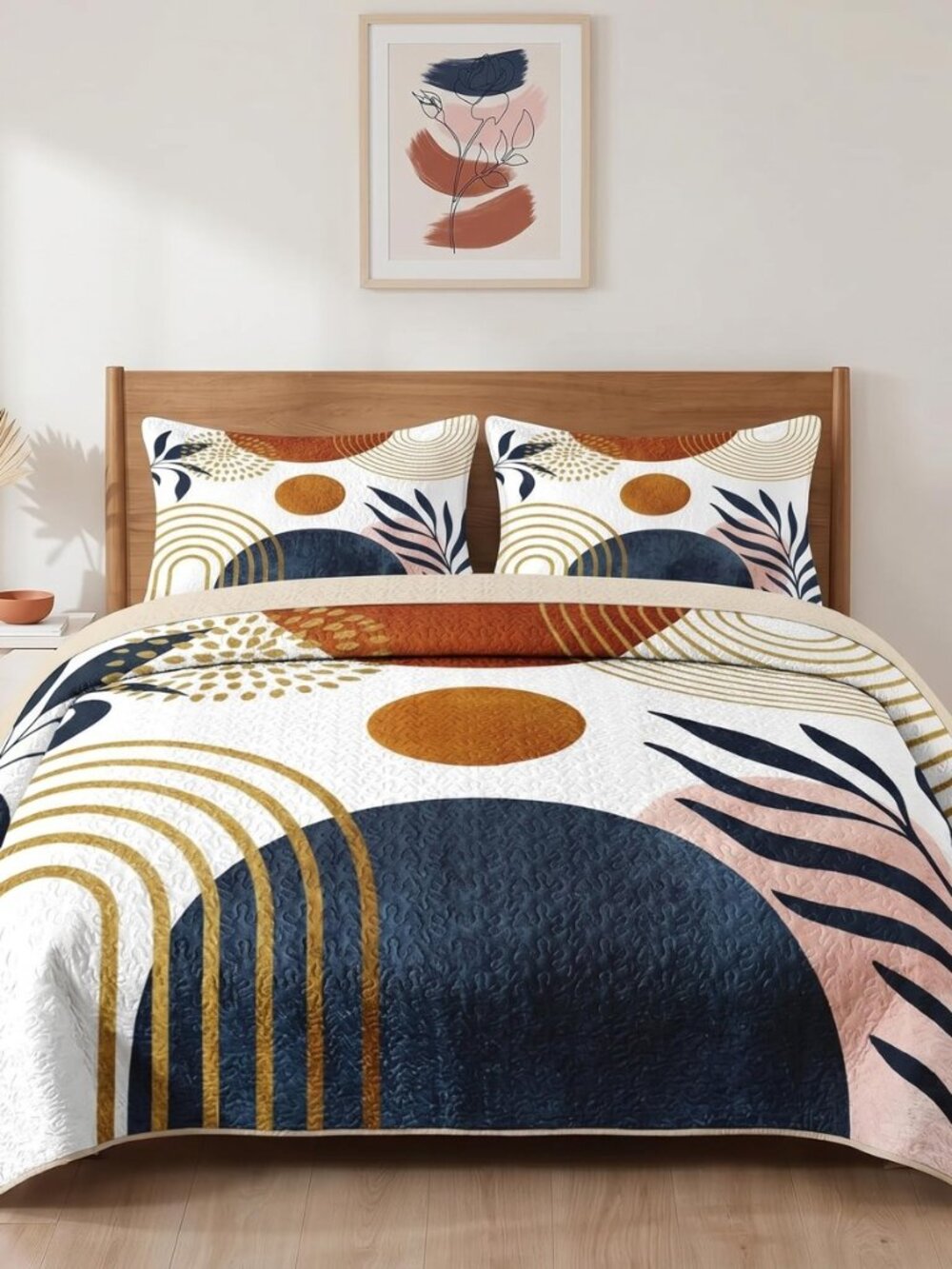 Queen Quilt Set, 3 Pieces Gold Yellow Bedding, Bedspread